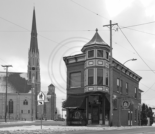 buildings, monochrome
