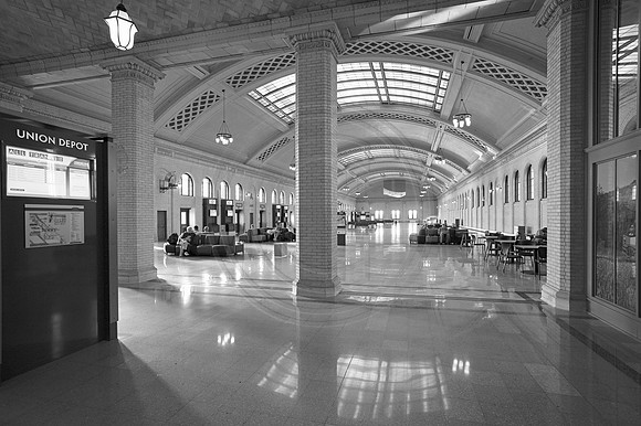 "train station", monochrome