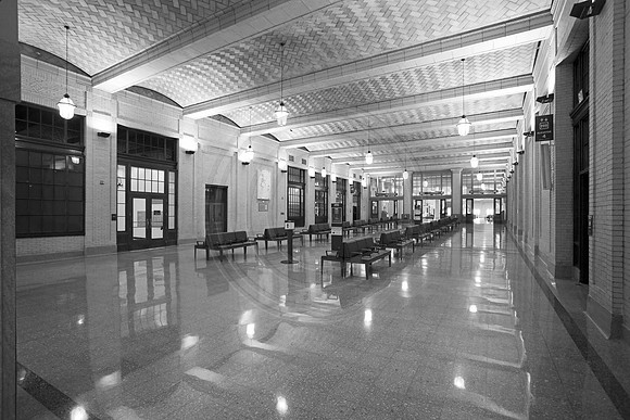 "train station", monochrome