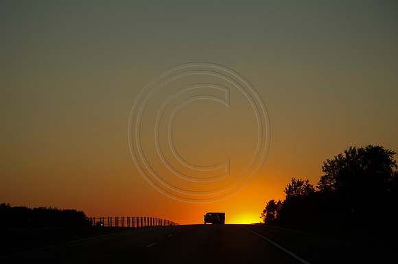 sunset, road